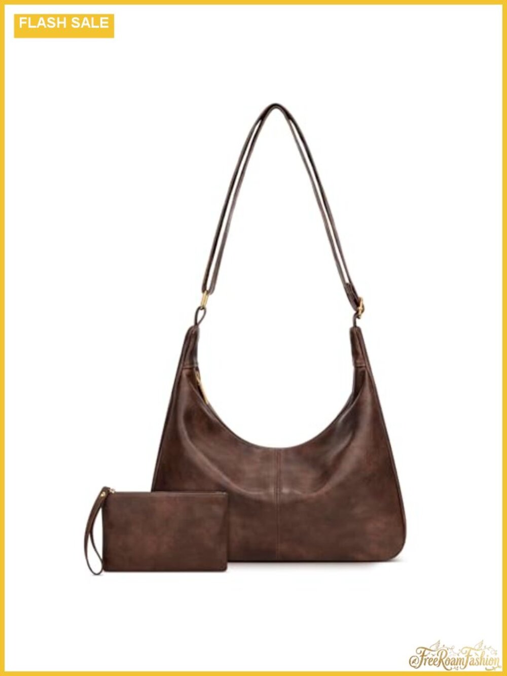 Slouchy Hobo Bag Shoulder Purse Vegan Leather Adjustable Strap